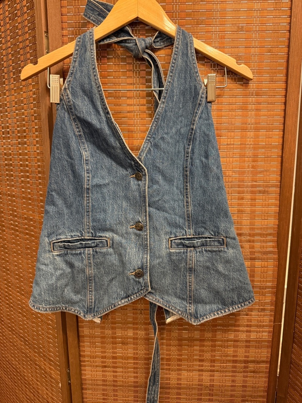 Target Denim Tie-Back Halter Vest - Blue